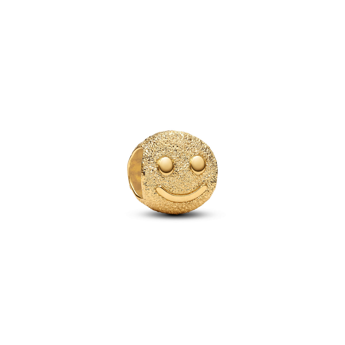 Mini Charm – 14k Gold-Plated – Textured Happy Face