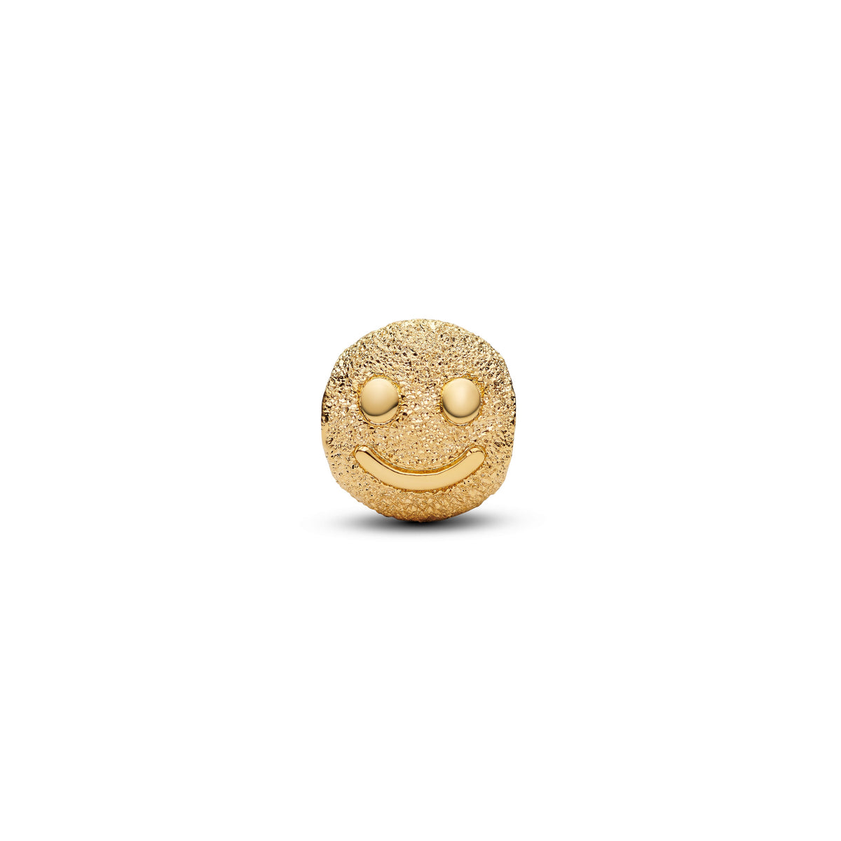 Mini Charm – 14k Gold-Plated – Textured Happy Face