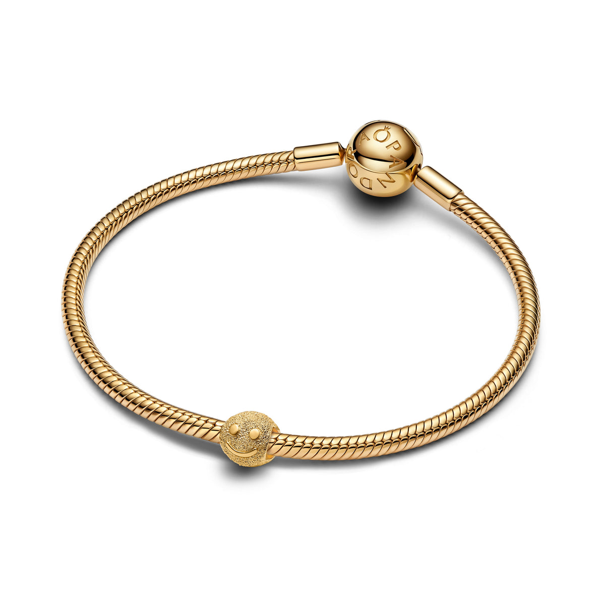 Mini Charm – 14k Gold-Plated – Textured Happy Face