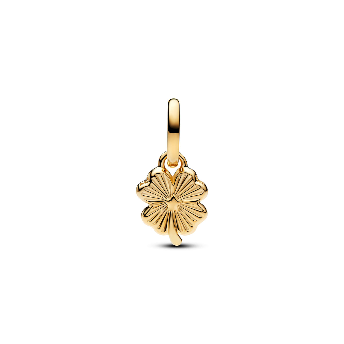 Dangle Charm – 14k Gold-Plated – White Lucky Clover