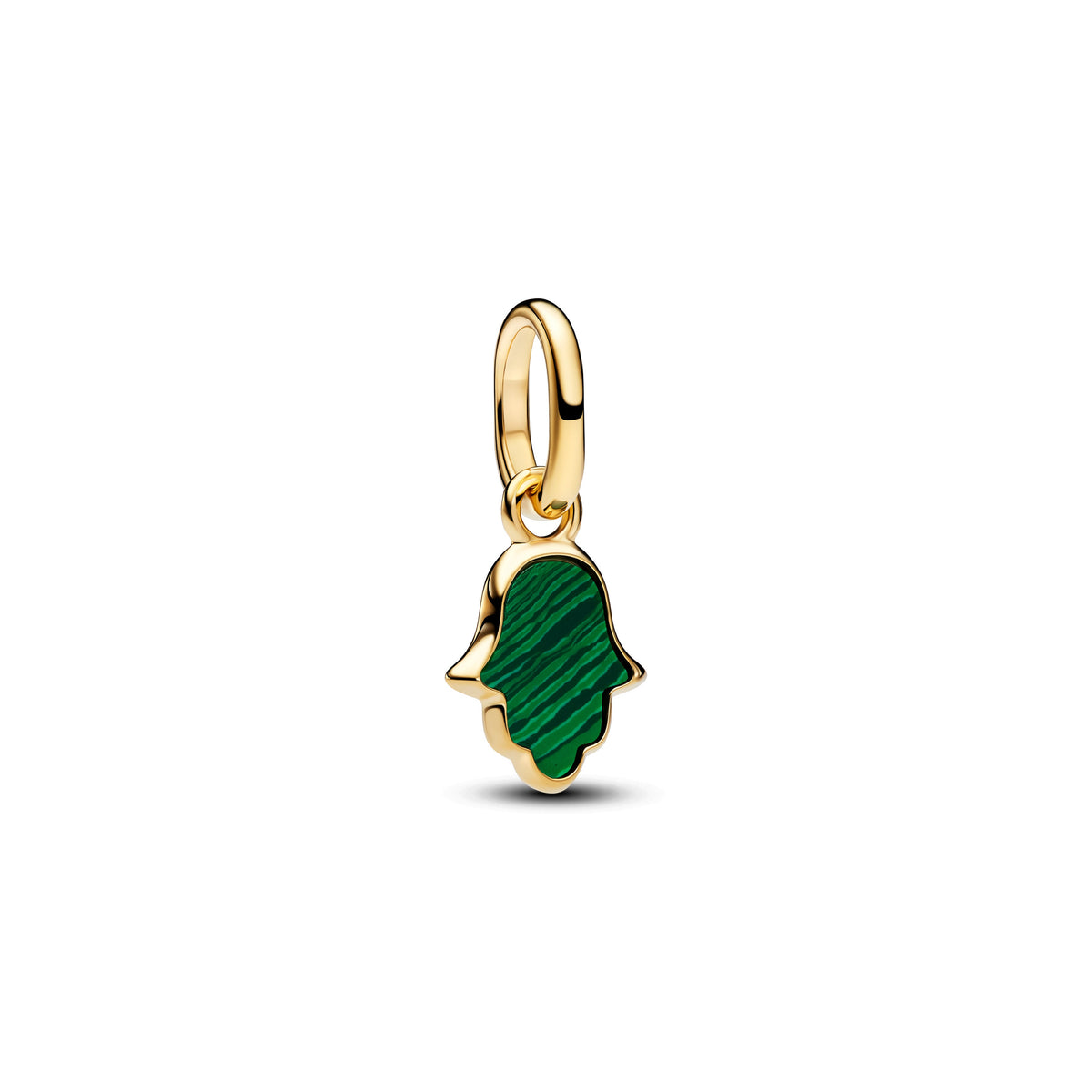 Dangle Charm – 14k Gold-Plated – Green Hamsa Hand Mini