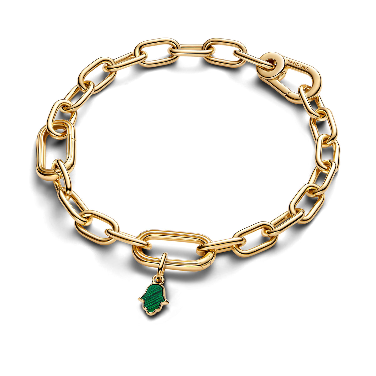 Dangle Charm – 14k Gold-Plated – Green Hamsa Hand Mini