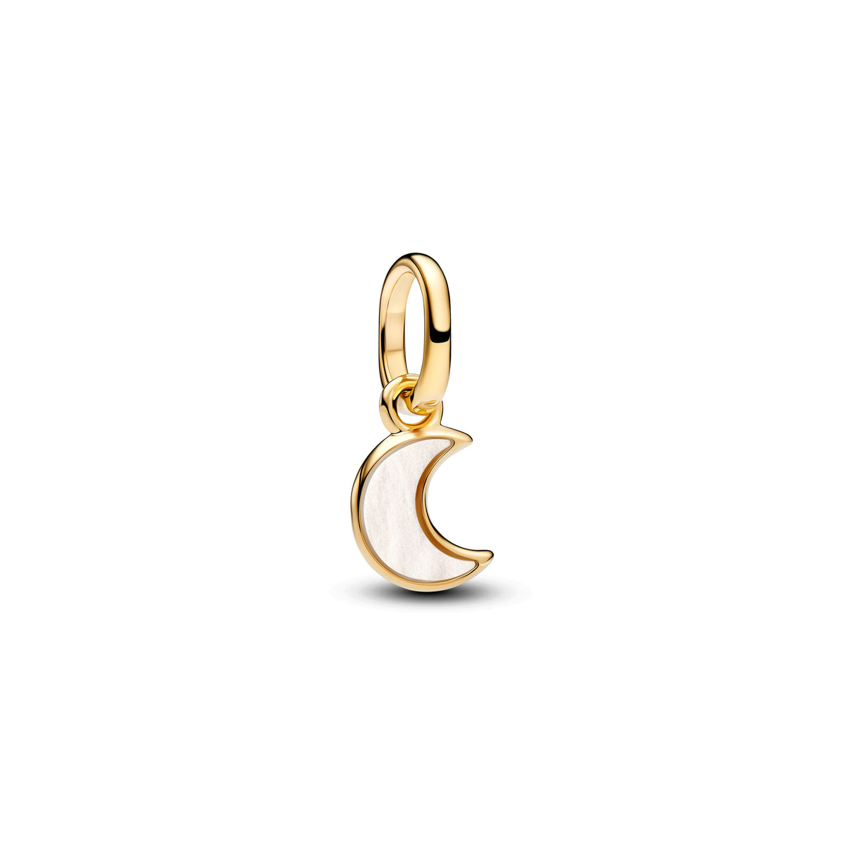Dangle Charm – 14k Gold-Plated – White Crescent Moon Mini