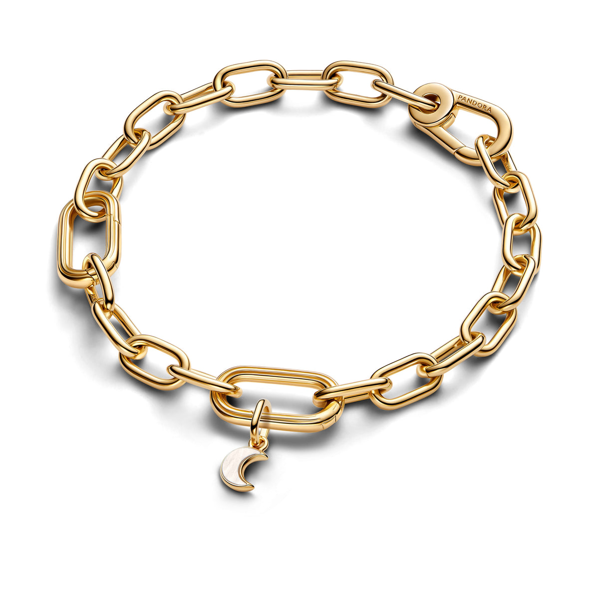 Dangle Charm – 14k Gold-Plated – White Crescent Moon Mini