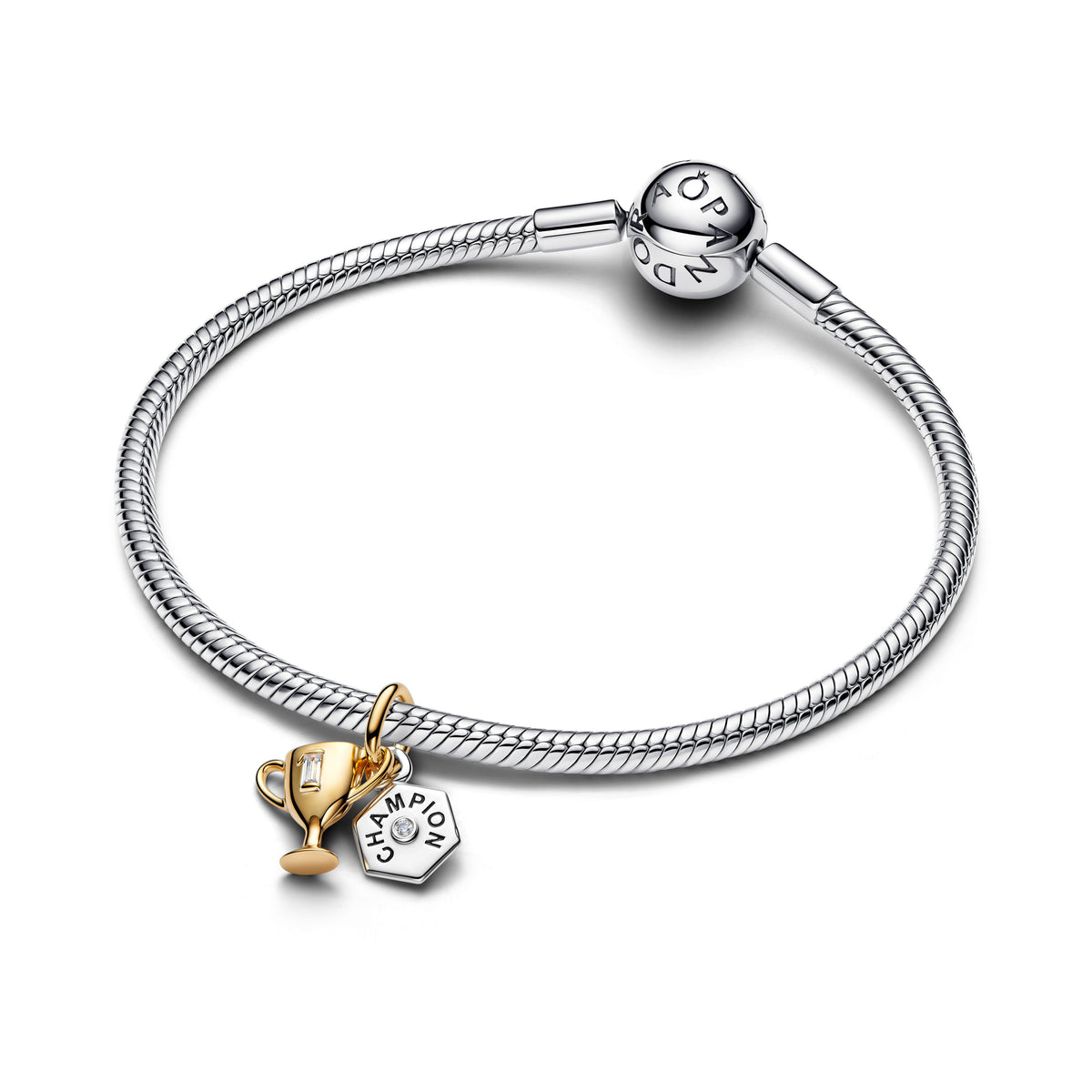 Dangle Charm – 14k Gold-Plated – Engravable Trophy Double