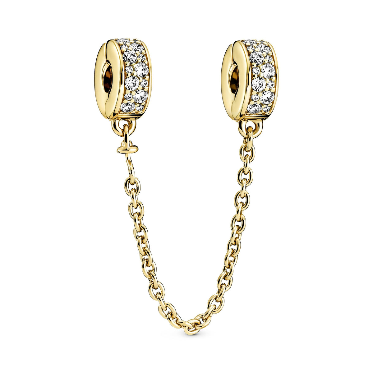 Clip Charm – 14k Gold-Plated – Clear Pavé Safety Chain