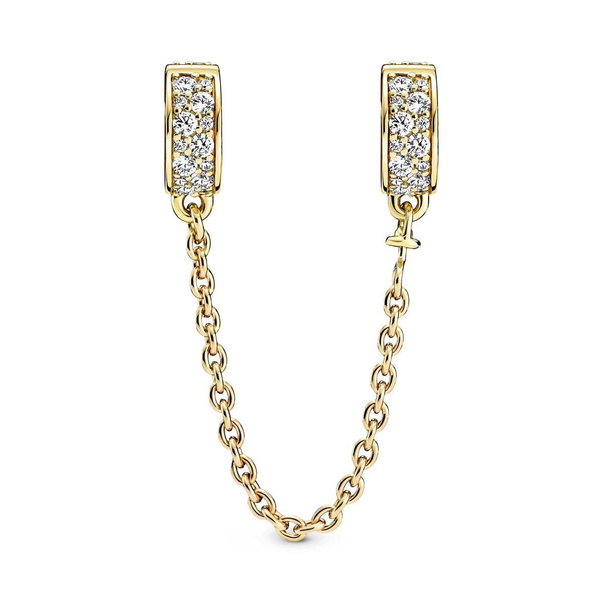 Clip Charm – 14k Gold-Plated – Clear Pavé Safety Chain