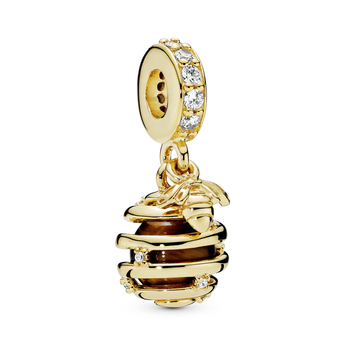 Dangle Charm – 14k Gold-Plated – Sparkling Beehive