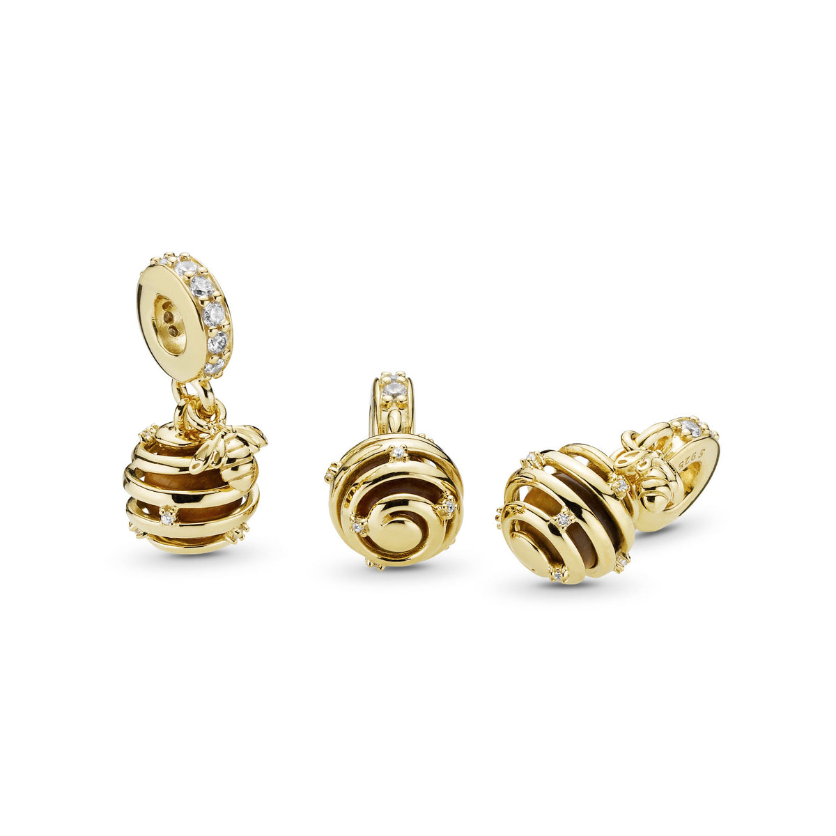Dangle Charm – 14k Gold-Plated – Sparkling Beehive