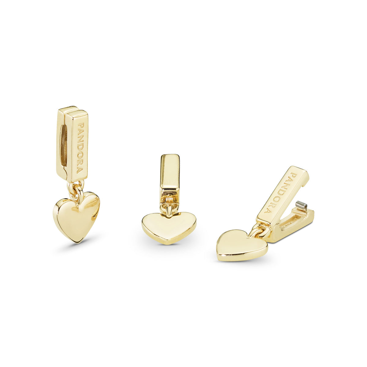 Clip Charm – 14k Gold-Plated – Pandora Reflexions Heart Dangle