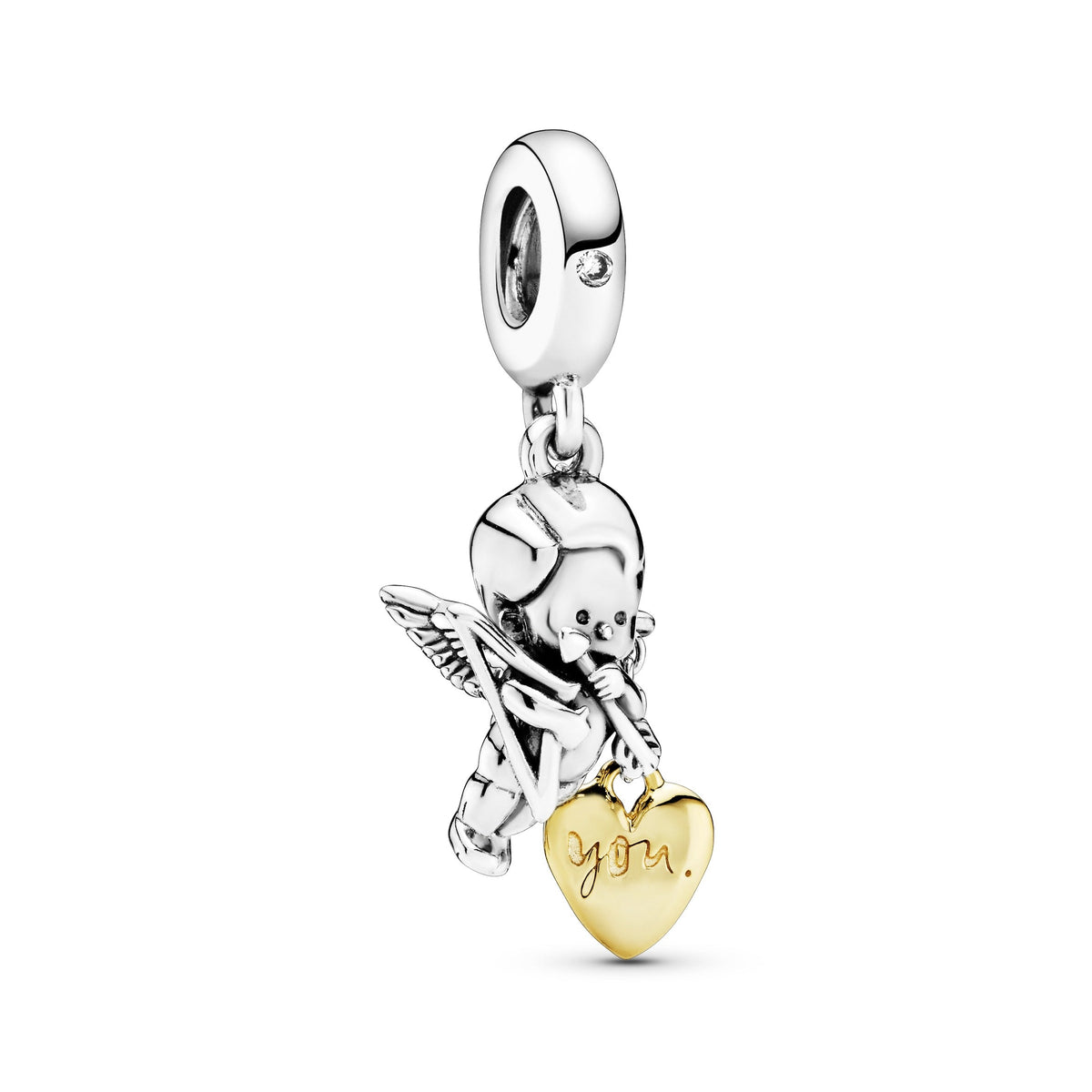 Dangle Charm – 14k Gold-Plated – Cupid & You Heart