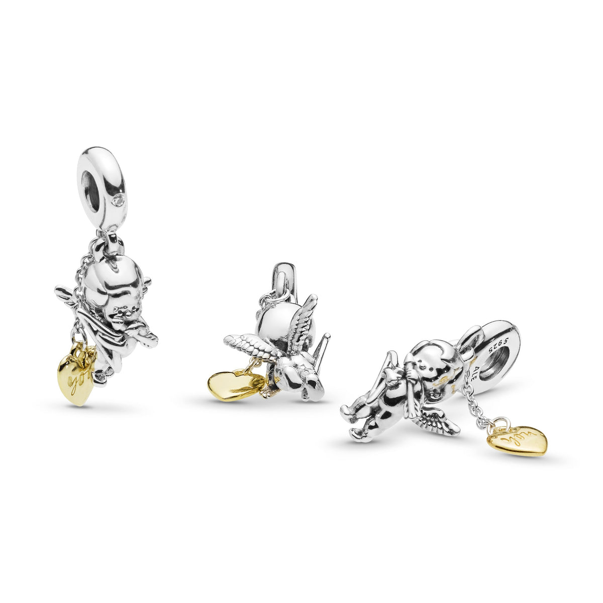 Dangle Charm – 14k Gold-Plated – Cupid & You Heart