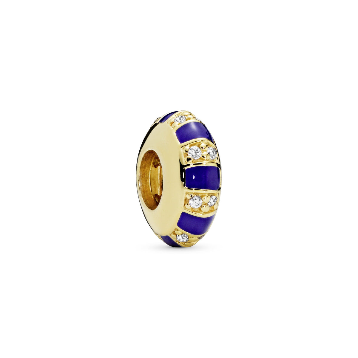 Charm – 14k Gold-Plated – Blue Stripes Spacer
