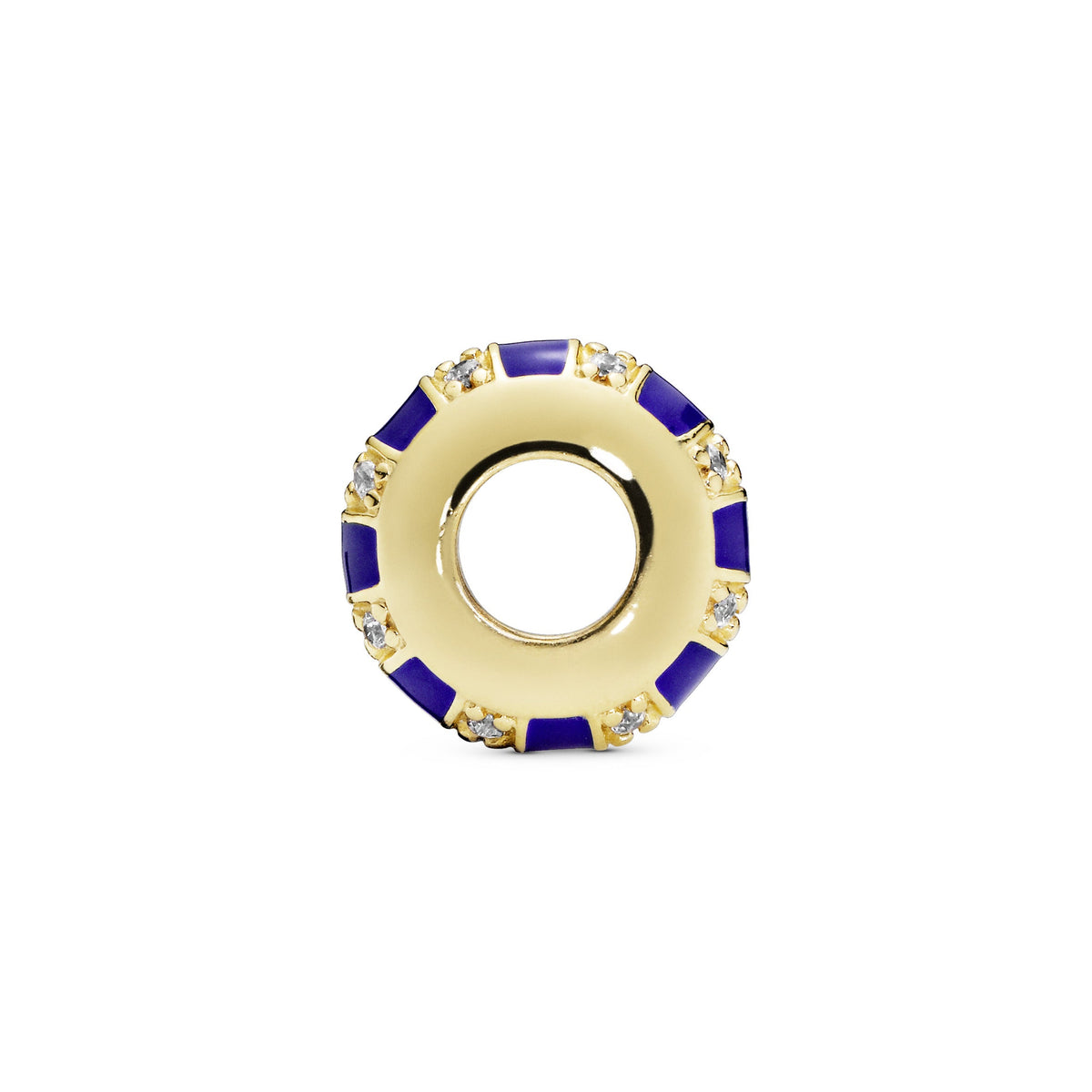 Charm – 14k Gold-Plated – Blue Stripes Spacer