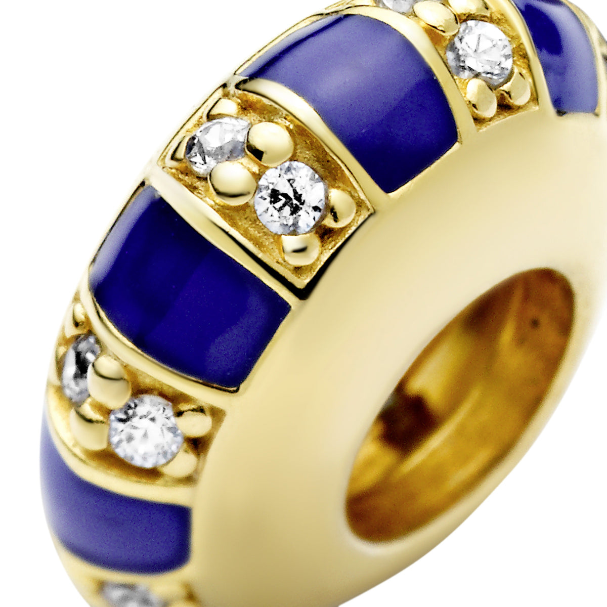 Charm – 14k Gold-Plated – Blue Stripes Spacer