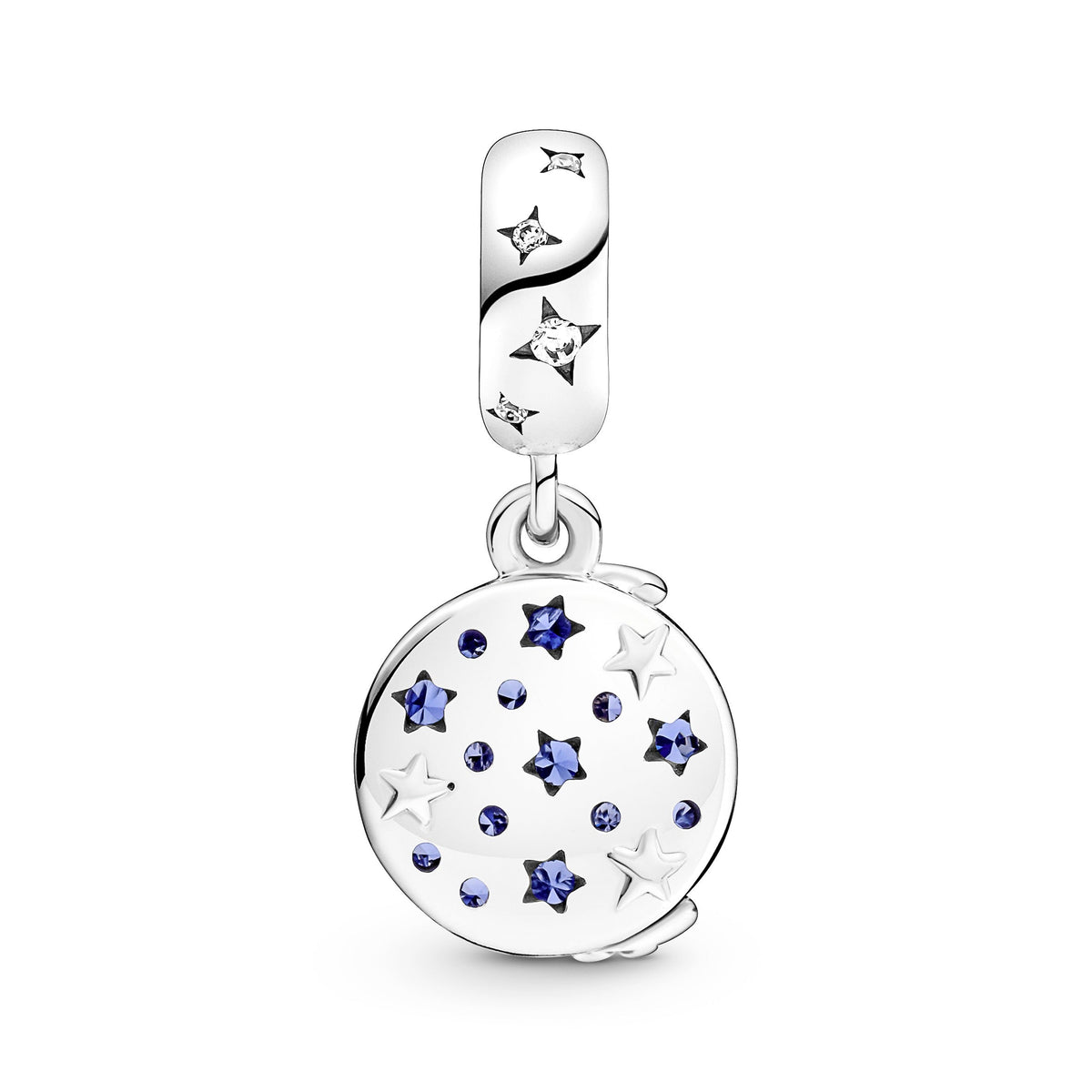 Dangle Charm – Sterling Silver – Santa Claus On The Moon Double