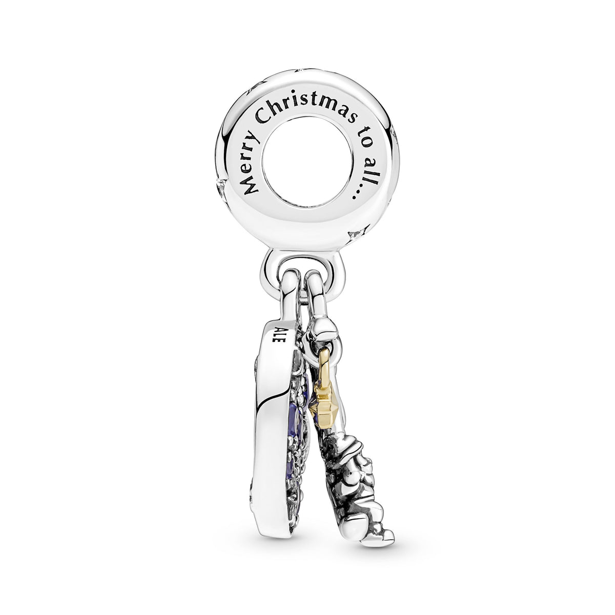 Dangle Charm – Sterling Silver – Santa Claus On The Moon Double