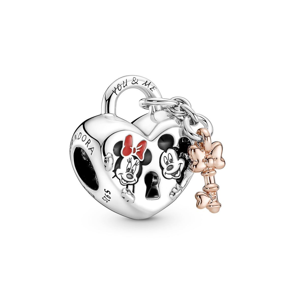 Charm – 14k Rose Gold-Plated – Disney Mickey Mouse & Minnie Mouse Padlock