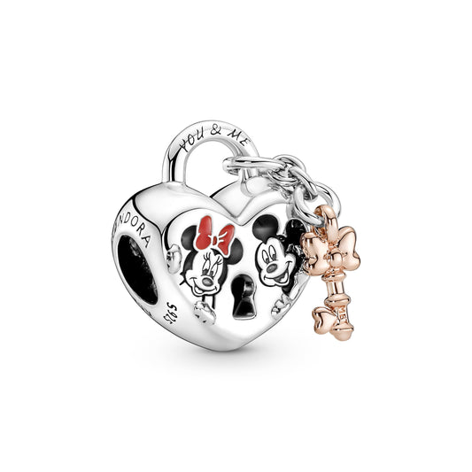 Charm – 14k Rose Gold-Plated – Disney Mickey Mouse & Minnie Mouse Padlock