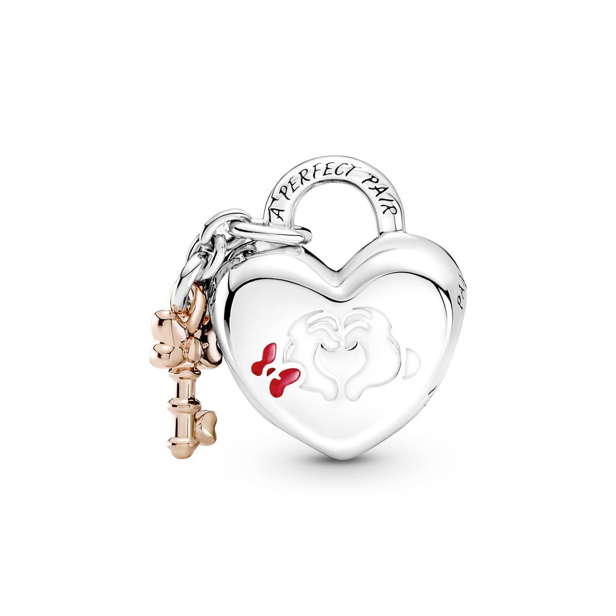 Charm – 14k Rose Gold-Plated – Disney Mickey Mouse & Minnie Mouse Padlock