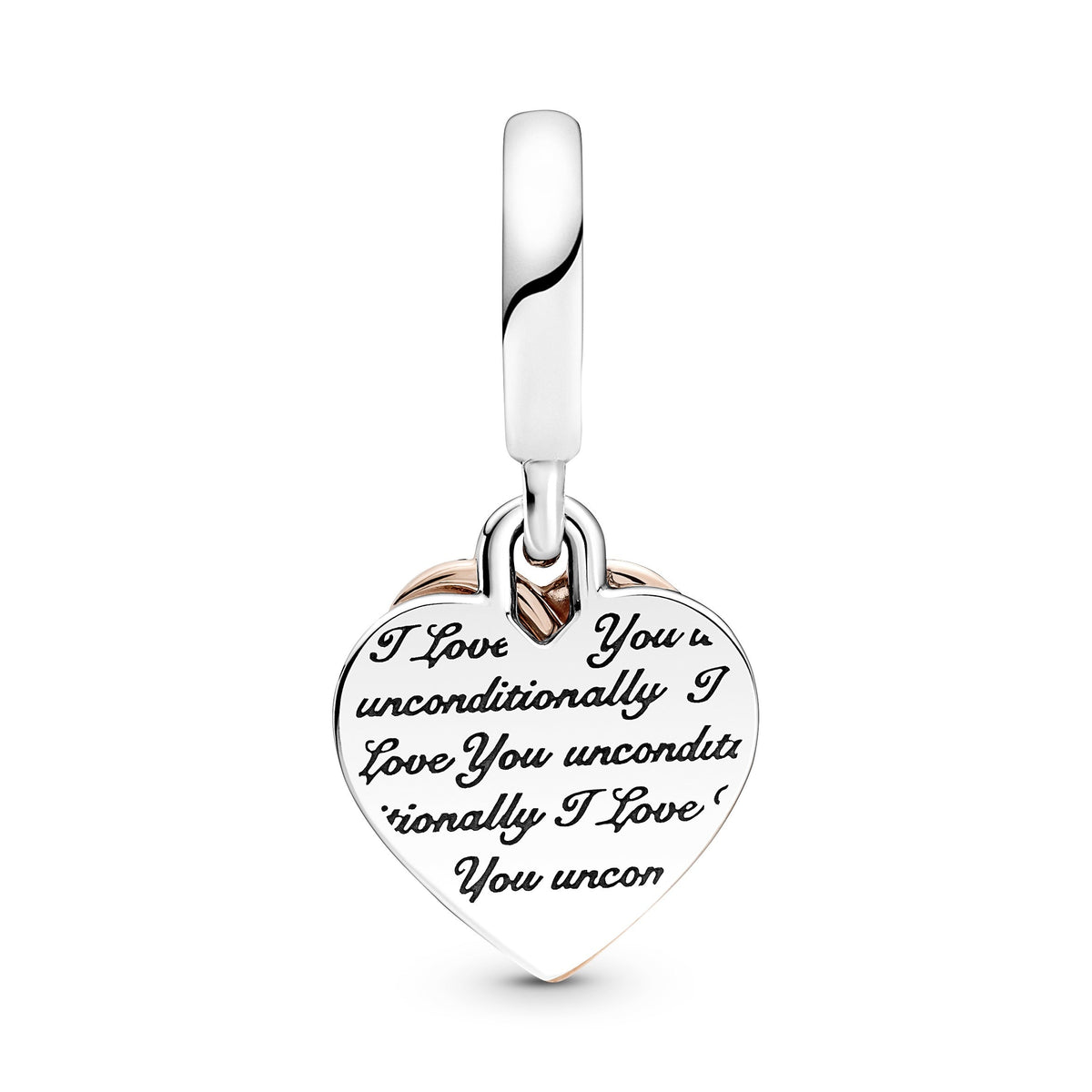 Dangle Charm – 14k Rose Gold-Plated – Entwined Hearts Double