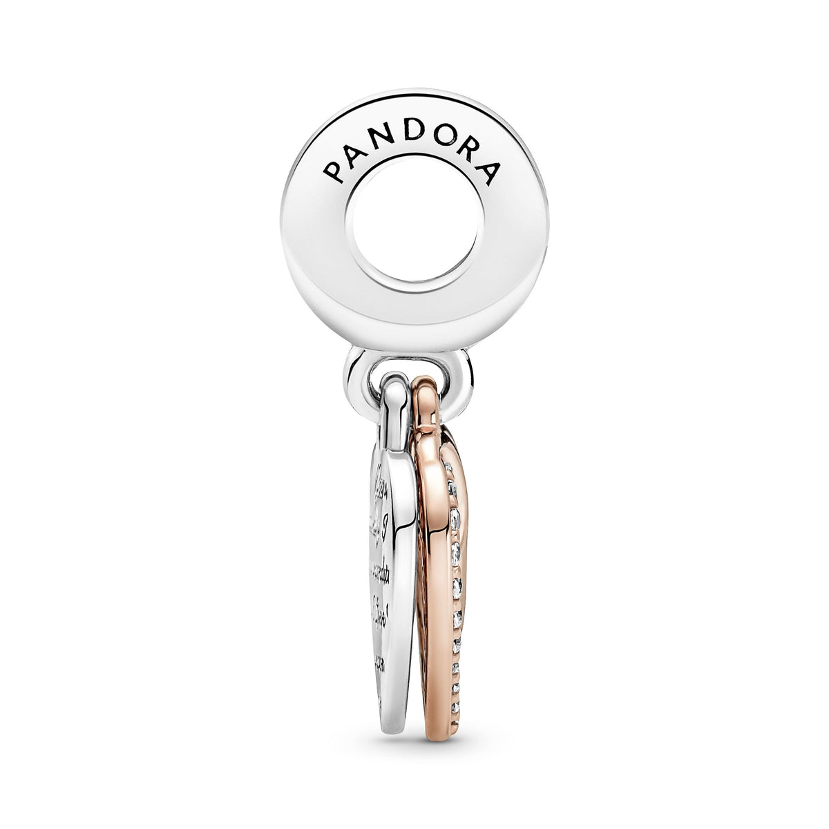 Dangle Charm – 14k Rose Gold-Plated – Entwined Hearts Double