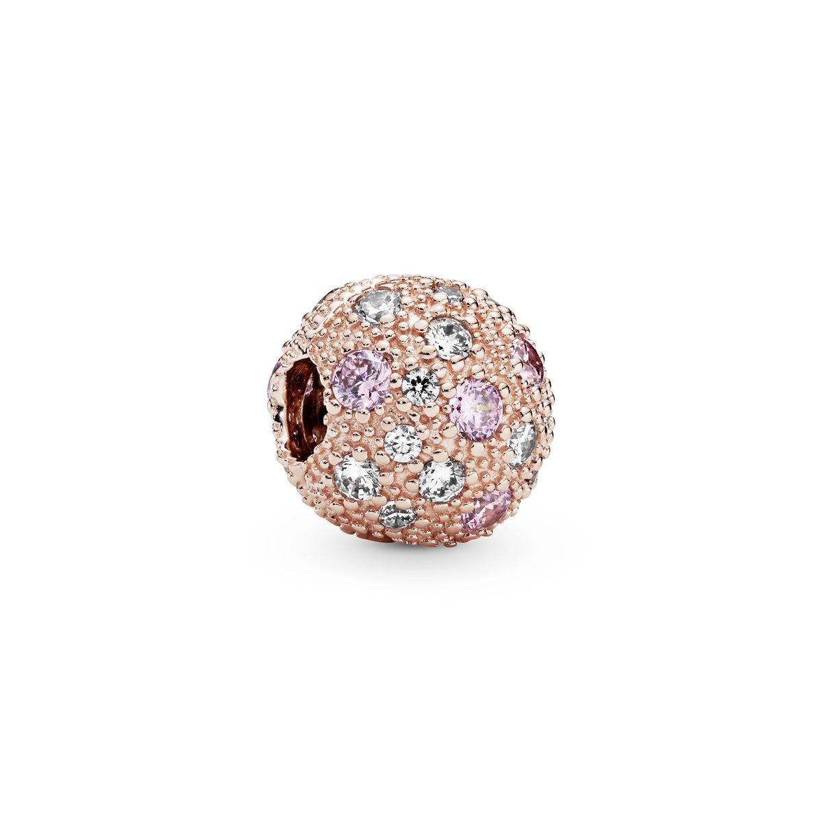 Clip Charm – 14k Rose Gold-Plated – Pink Beaded Texture