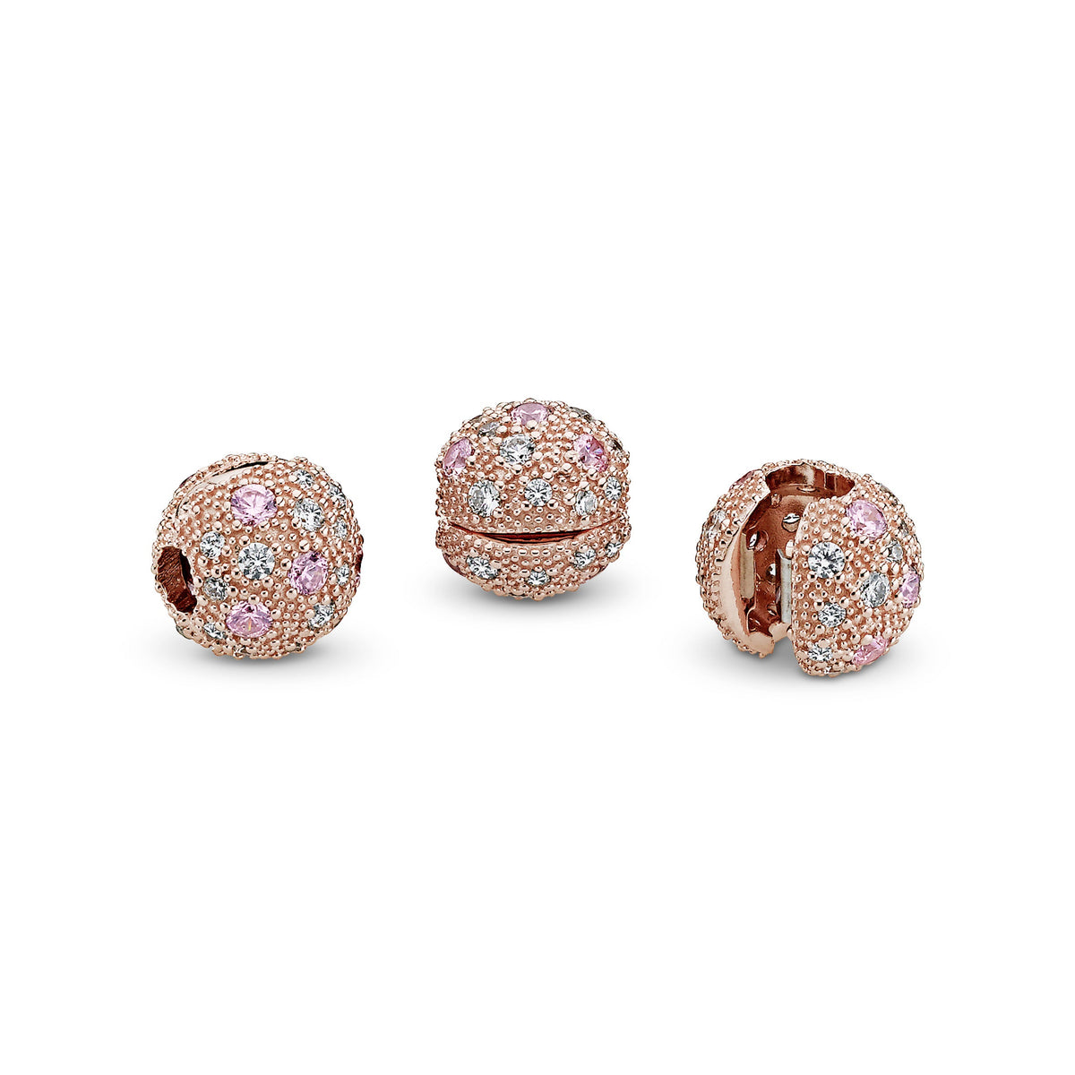 Clip Charm – 14k Rose Gold-Plated – Pink Beaded Texture
