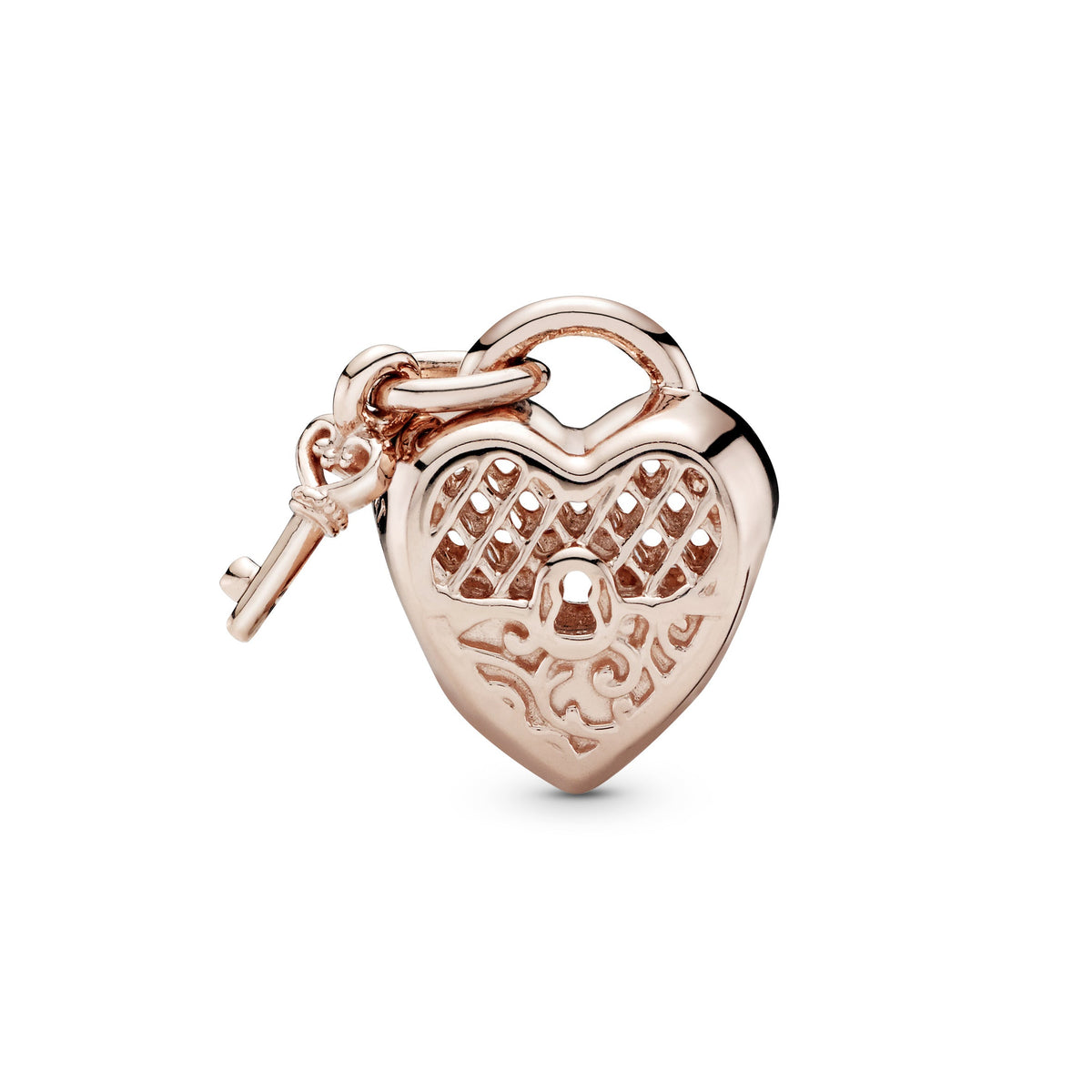 Charm – 14k Rose Gold-Plated – Love You Heart Padlock