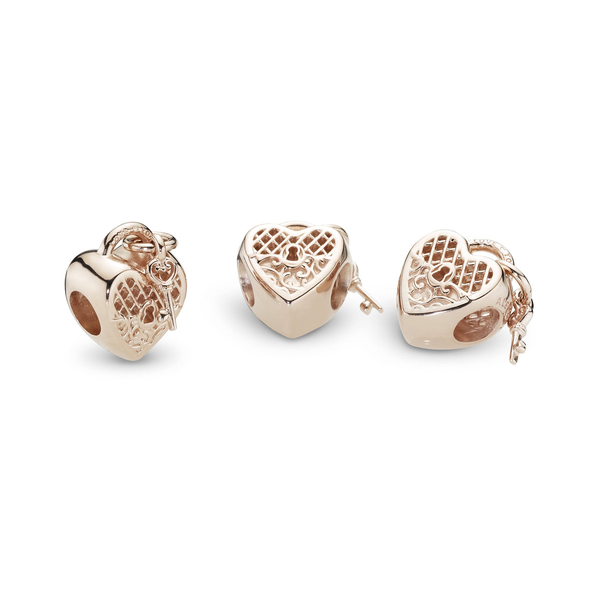 Charm – 14k Rose Gold-Plated – Love You Heart Padlock