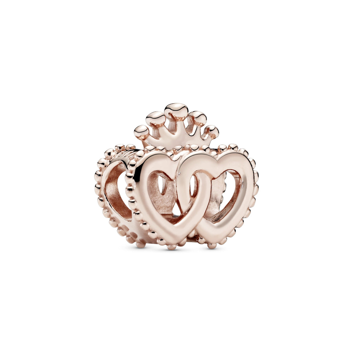 Charm – 14k Rose Gold-Plated – Crown and Entwined Hearts