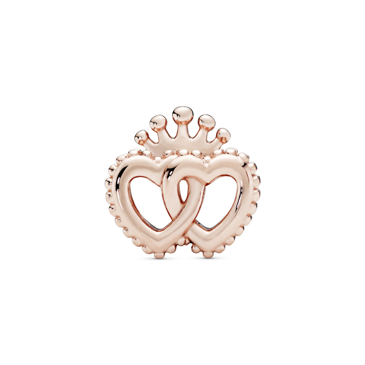 Charm – 14k Rose Gold-Plated – Crown and Entwined Hearts