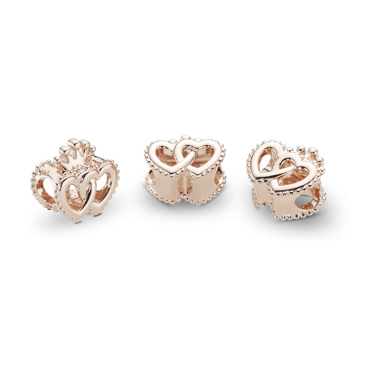Charm – 14k Rose Gold-Plated – Crown and Entwined Hearts