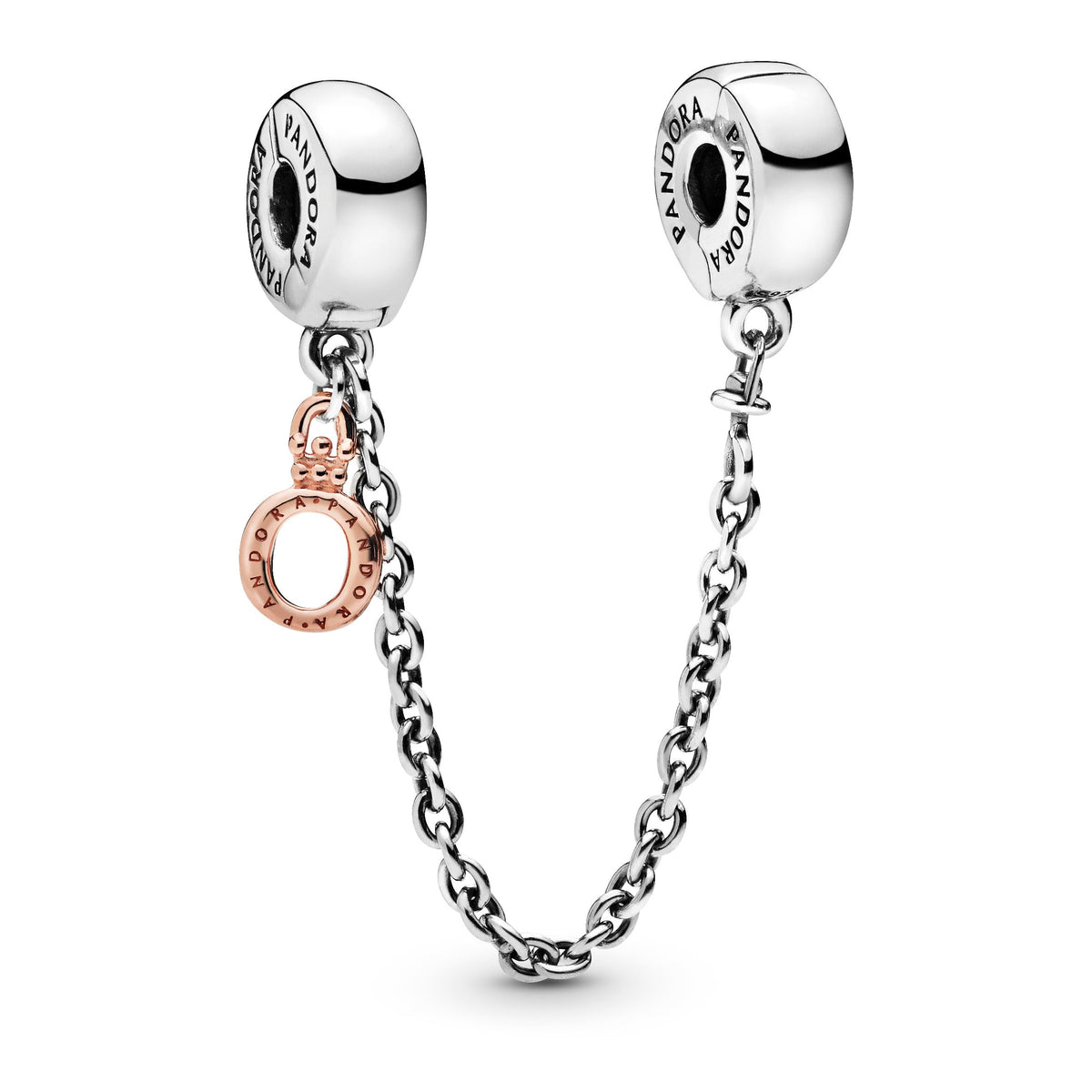 Safety Chain Charm – Sterling Silver – Dangling Crown O