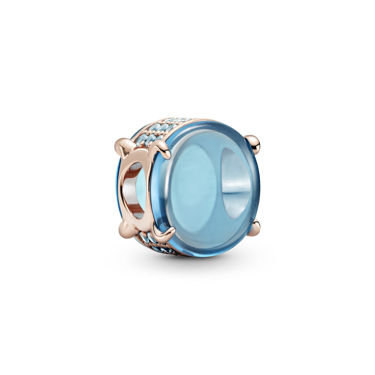 Charm – 14k Rose Gold-Plated – Blue Oval Cabochon