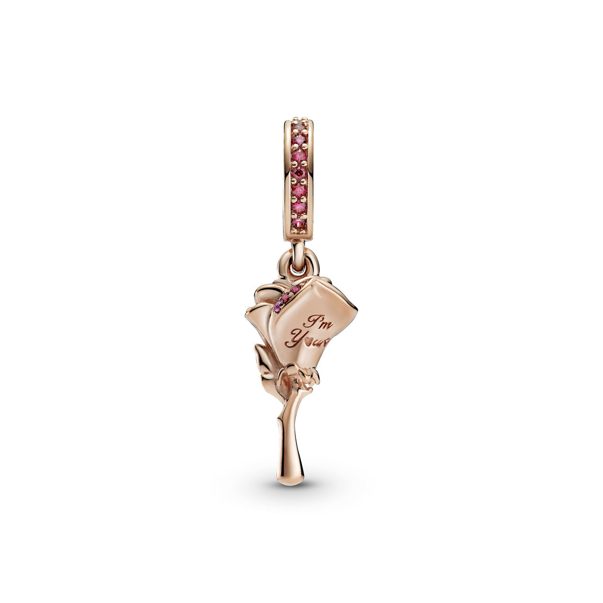 Dangle Charm – 14k Rose Gold-Plated – Rose Flower