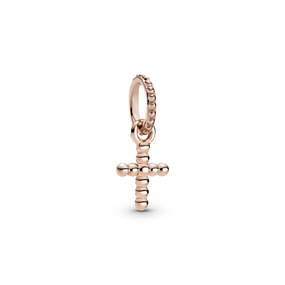 Dangle Charm – 14k Rose Gold-Plated – Beaded Cross