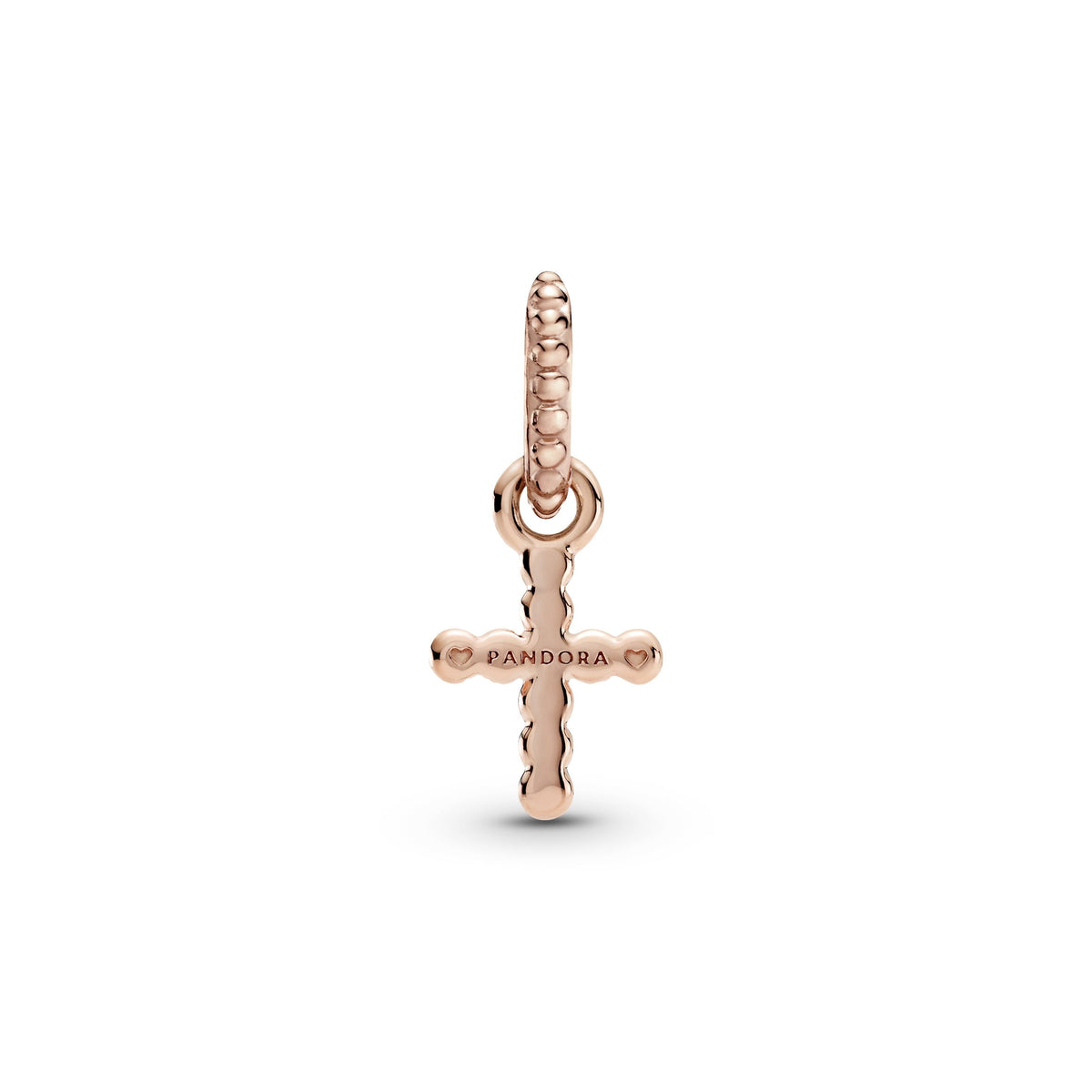 Dangle Charm – 14k Rose Gold-Plated – Beaded Cross