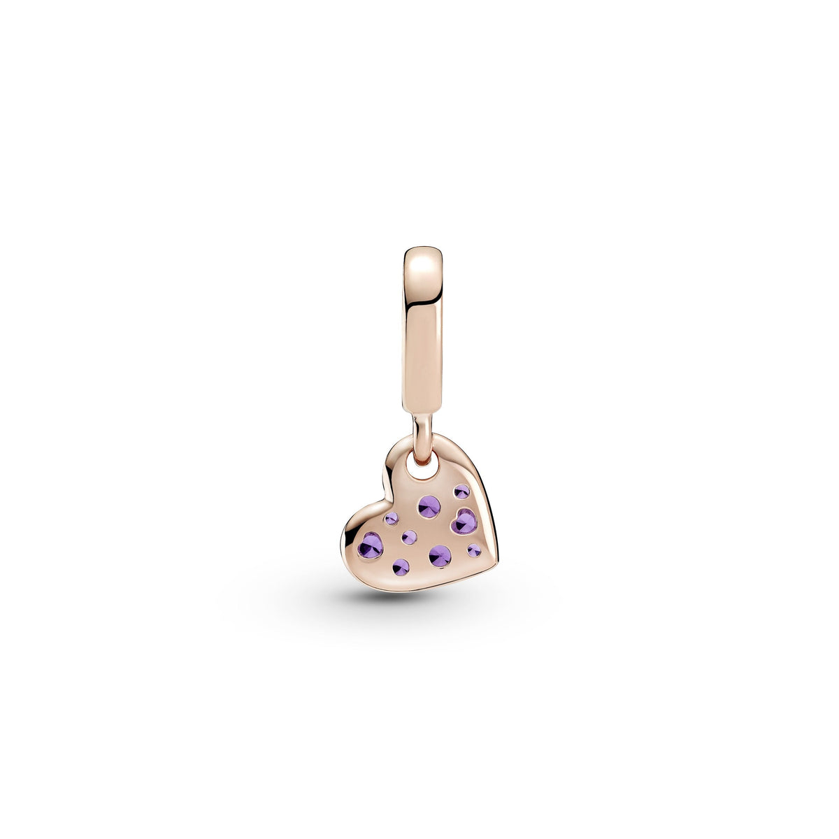 Dangle Charm – 14k Rose Gold-Plated – Royal Purple Pavé Tilted Heart