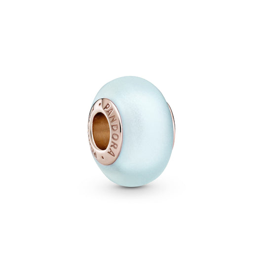 Charm – 14k Rose Gold-Plated – Matte Blue Murano Glass