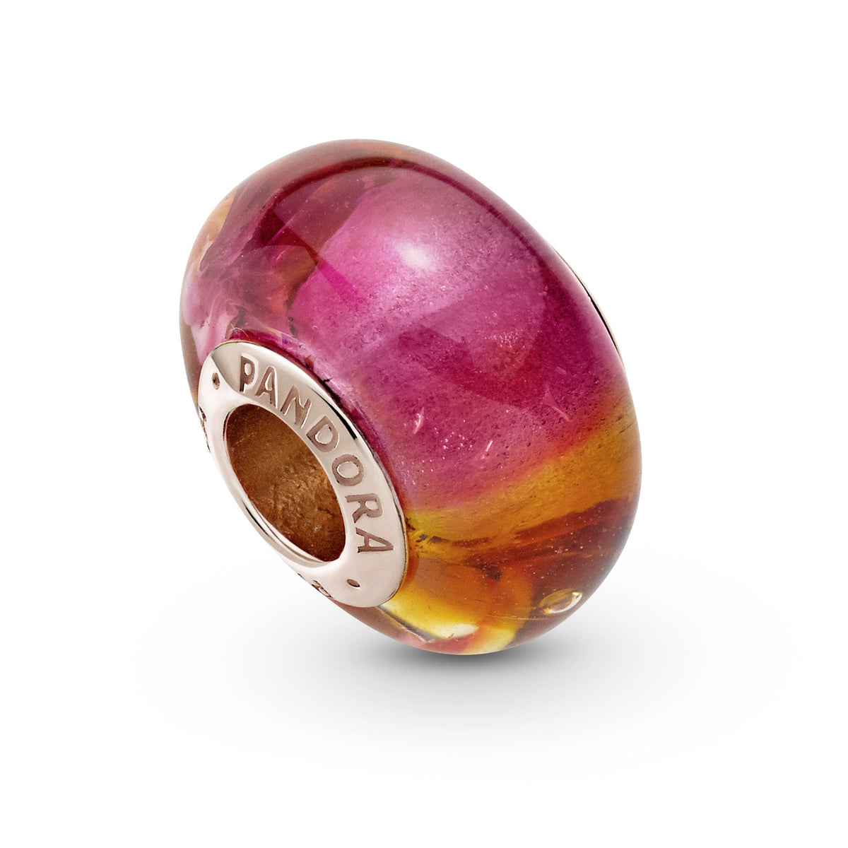 Charm – 14k Rose Gold-Plated – Glittering Sunset Murano Glass