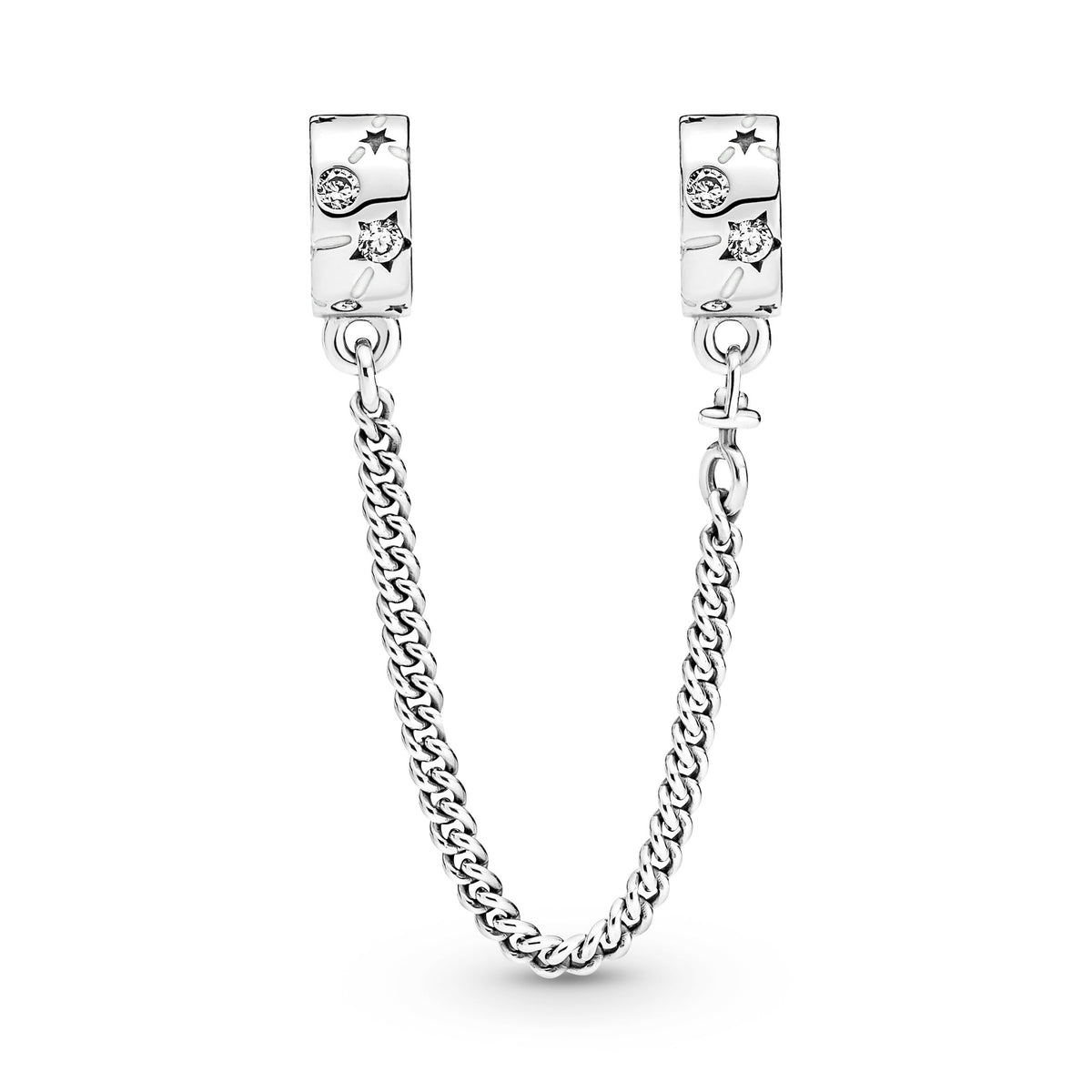 Charm – Sterling Silver – Stars & Galaxy Safety Chain