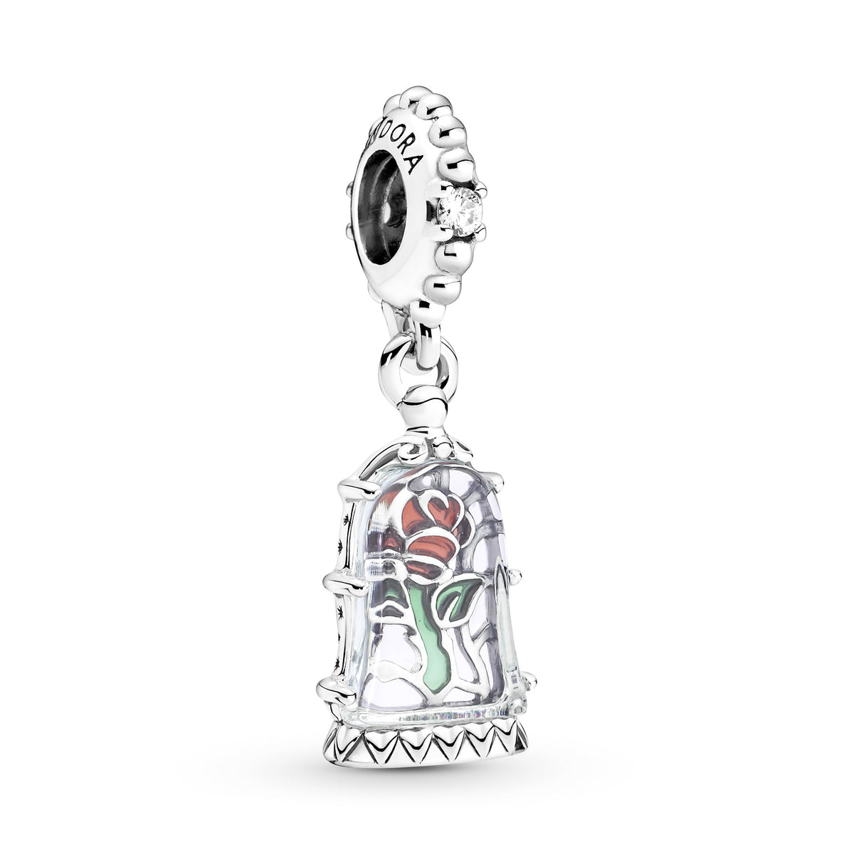 Dangle Charm – Sterling Silver – Disney Beauty and the Beast Enchanted Rose