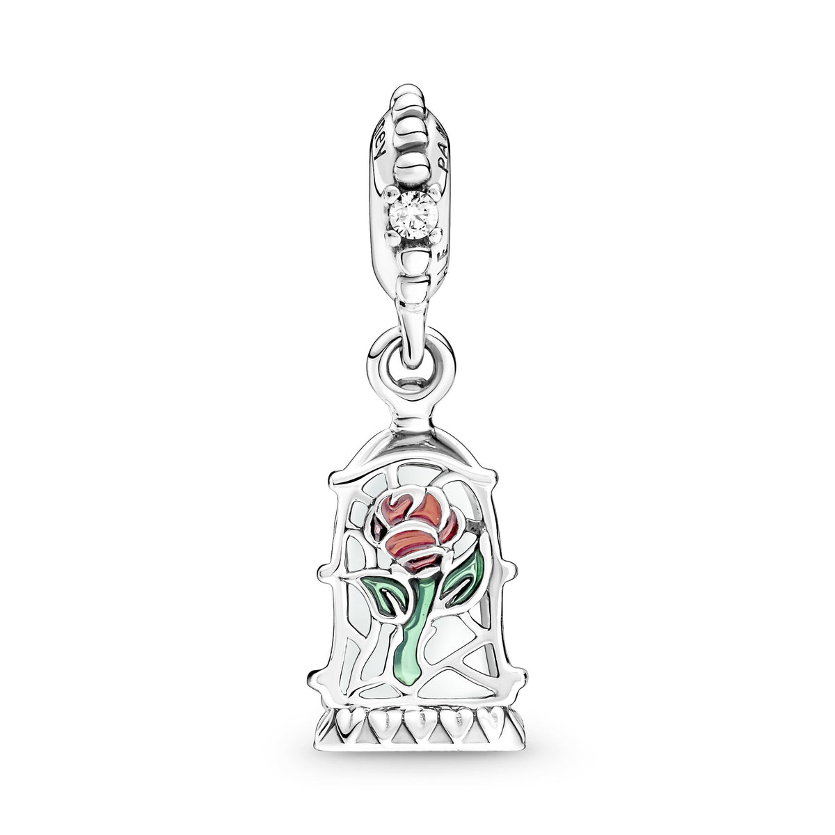 Dangle Charm – Sterling Silver – Disney Beauty and the Beast Enchanted Rose