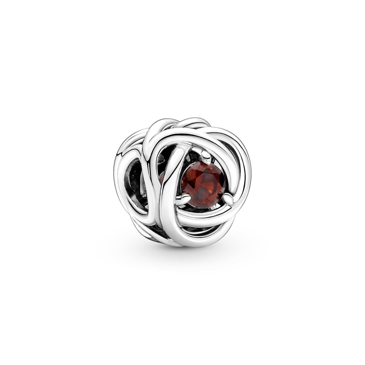 Charm – Sterling Silver – Red Eternity Circle