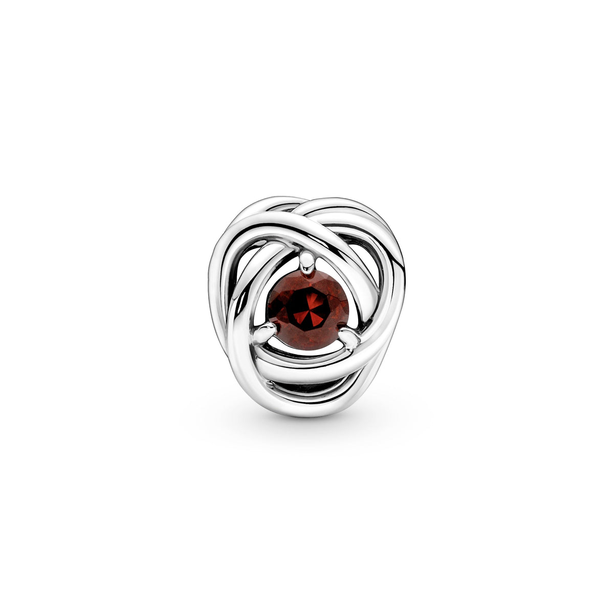 Charm – Sterling Silver – Red Eternity Circle