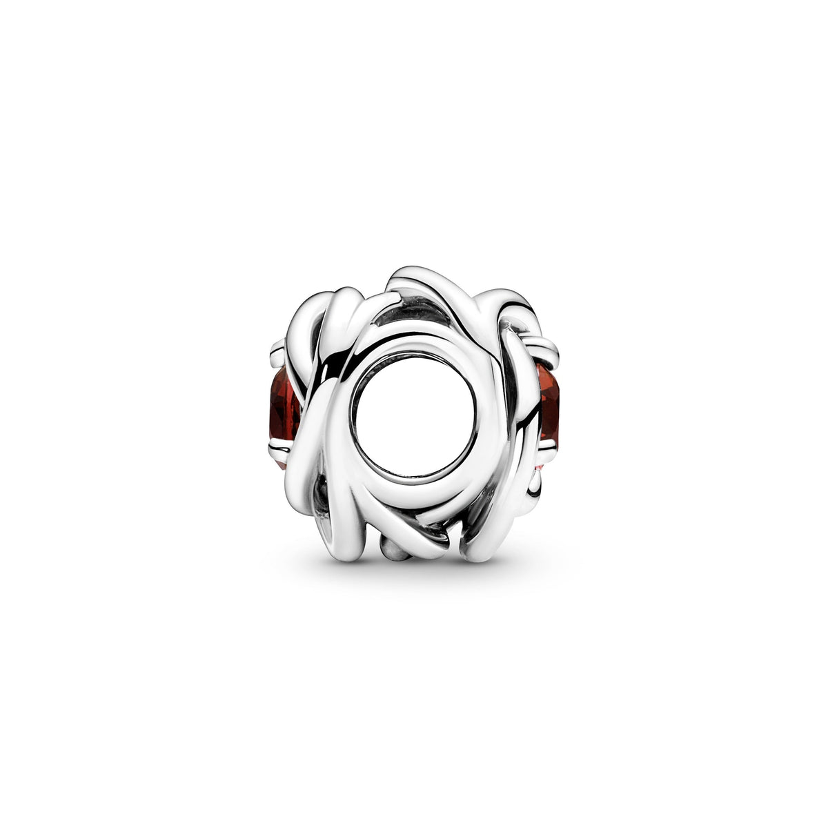 Charm – Sterling Silver – Red Eternity Circle