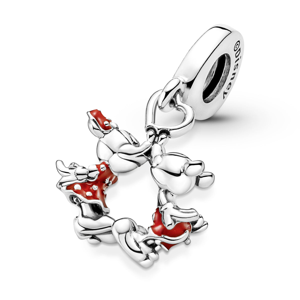 Dangle Charm – Sterling Silver – Disney Mickey Mouse & Minnie Mouse Kissing