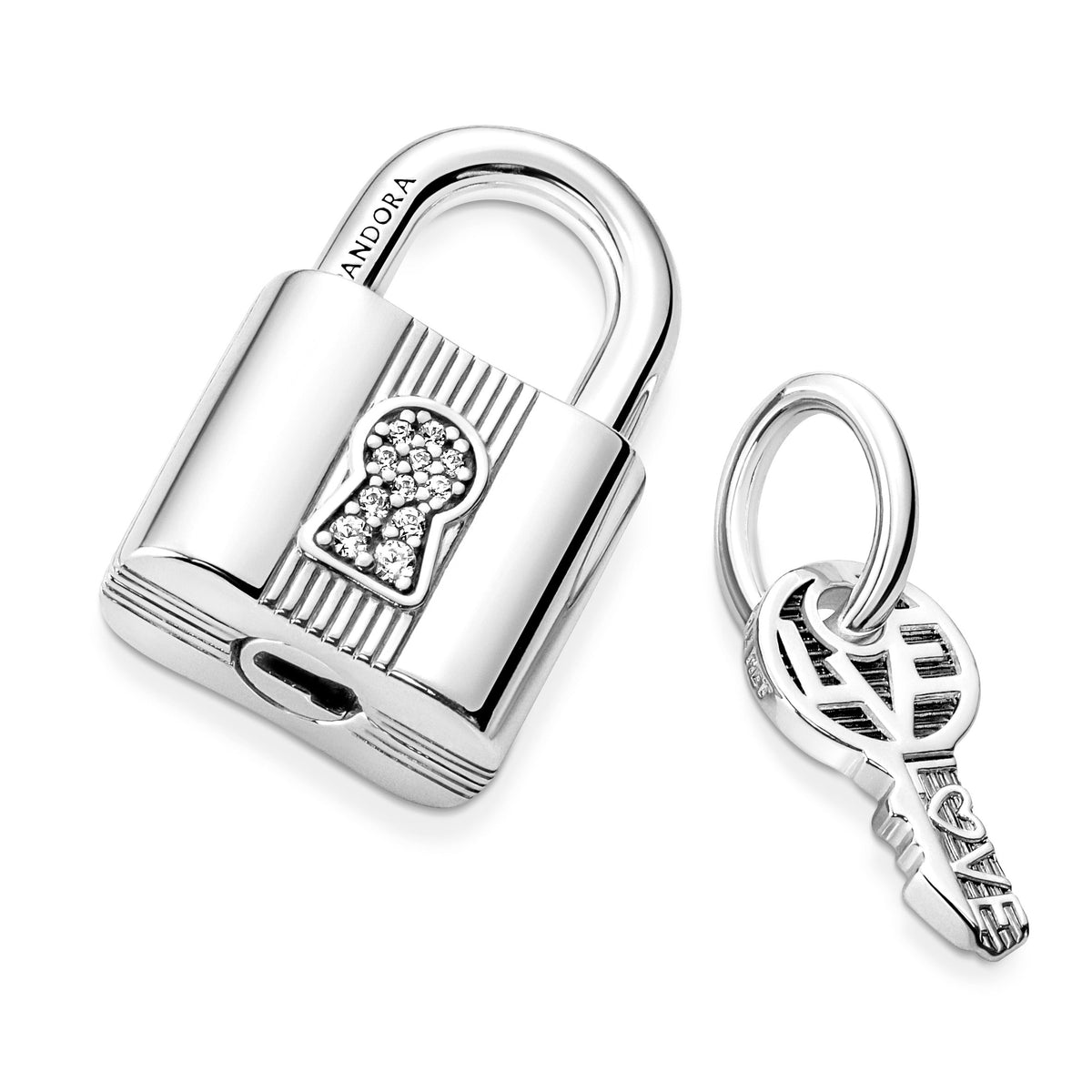 Dangle Charm – Sterling Silver – Padlock and Key