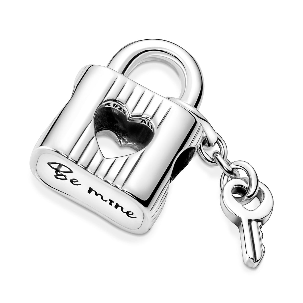 Charm – Sterling Silver – Padlock & Heart Key